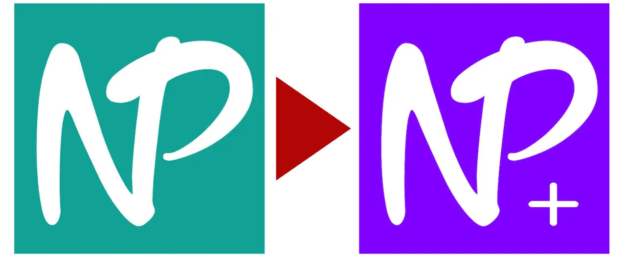 Nipo【旧版】とNipoPlusのロゴ。緑ベースがNipo【旧版】・紫ベースがNipoPlusのロゴ