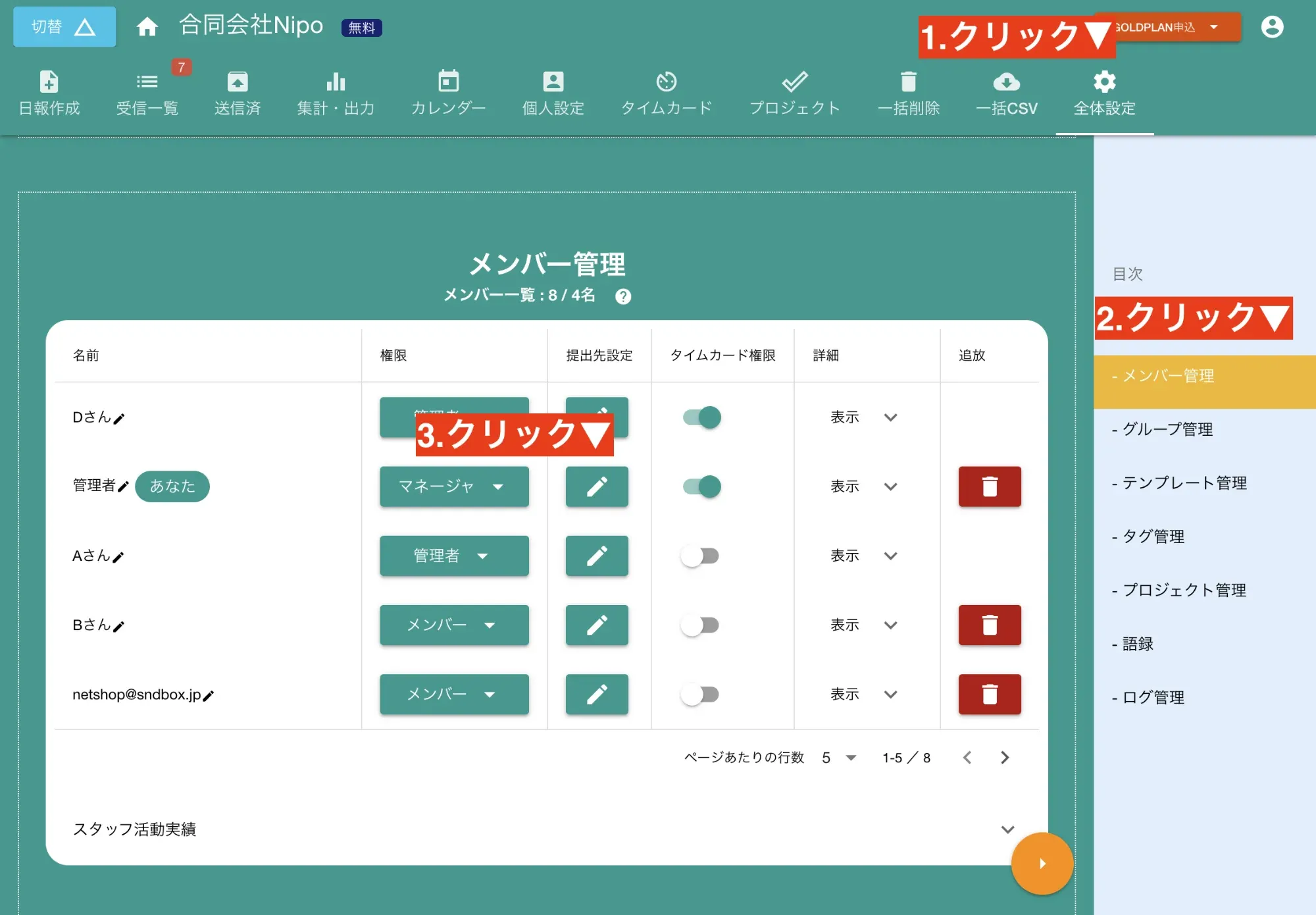 スタッフごとに提出先を強制指定する