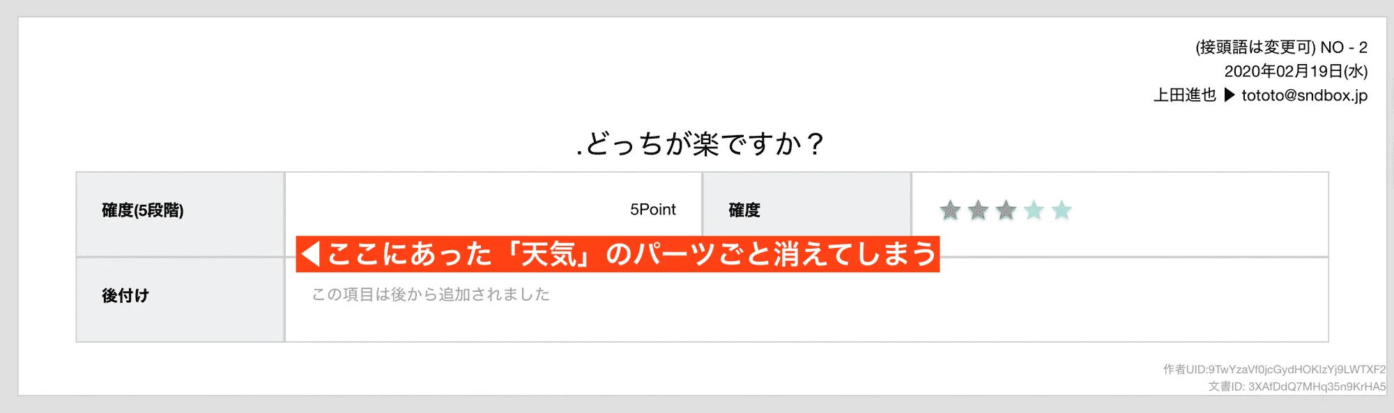 テンプレートからパーツを削除すると過去の日報にまでさかのぼって影響を及ぼす